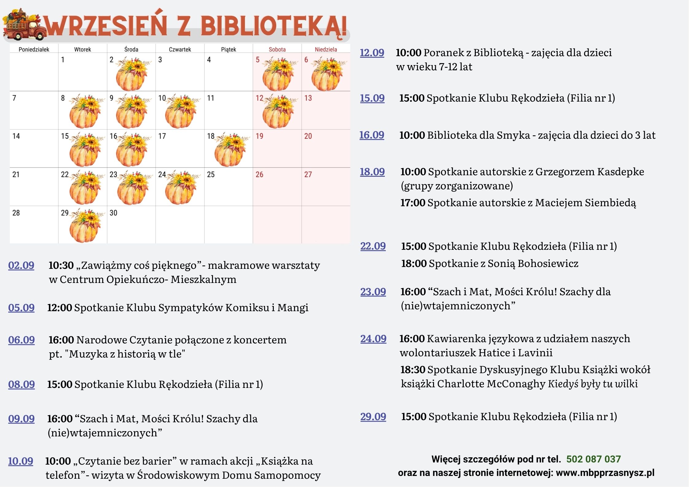 Kalendarz wydarzeń - wrzesień 2026